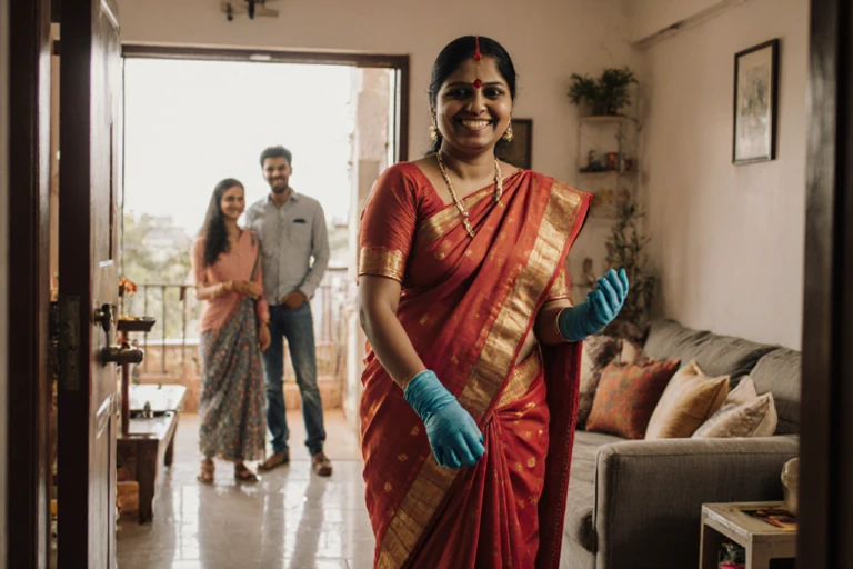 24-Hour maid service in Bangalore helping with daily household cleaning.